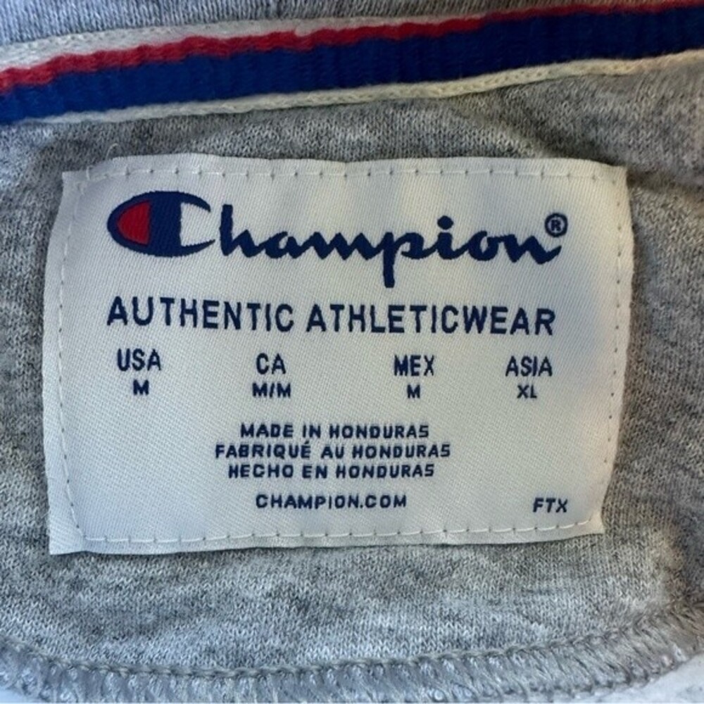 Champion Women's Active Ribbed Trim Logo Heather Gray Pullover Hoodie Size M - Picture 5 of 5
